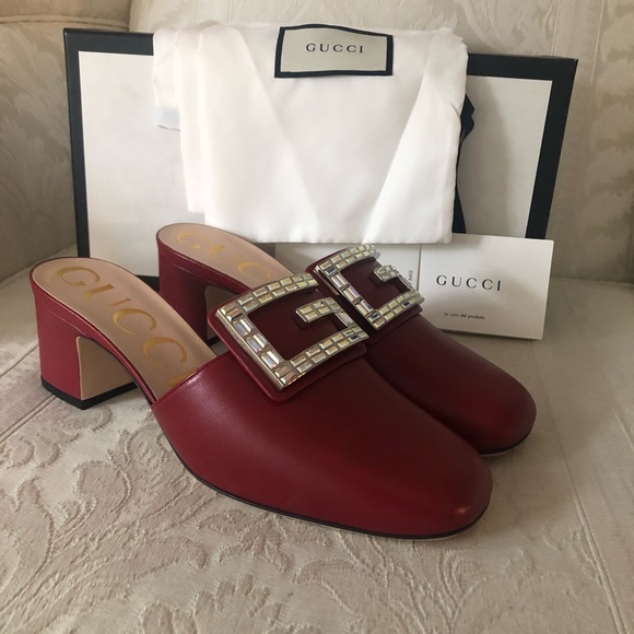 Gucci Shoes - New in box Gucci crystal G logo mules size 38